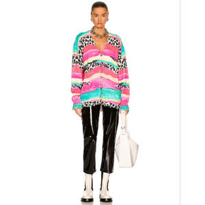 NWOT R13 Distressed Stripe Edge Oversize Cardigan Sweater Size XS Multi #2E405